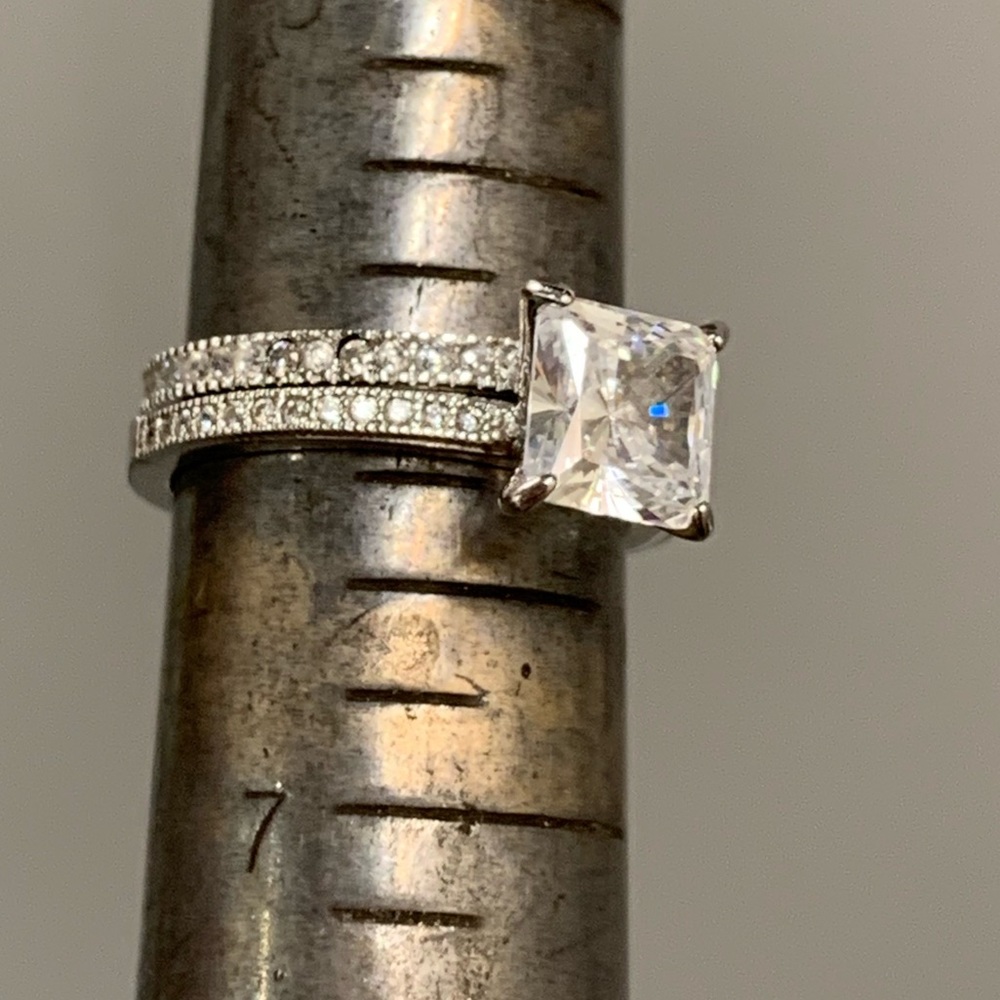 Sterling silver Eternity Engagement Ring & Band - Picture 7 of 8